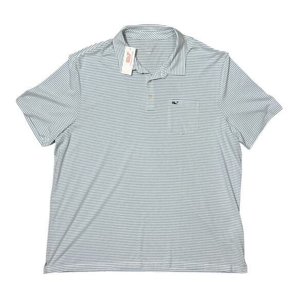 Vineyard Vines Blue and White Striped Cotton Polo - Size 2XL - NWT - Picture 1 of 4